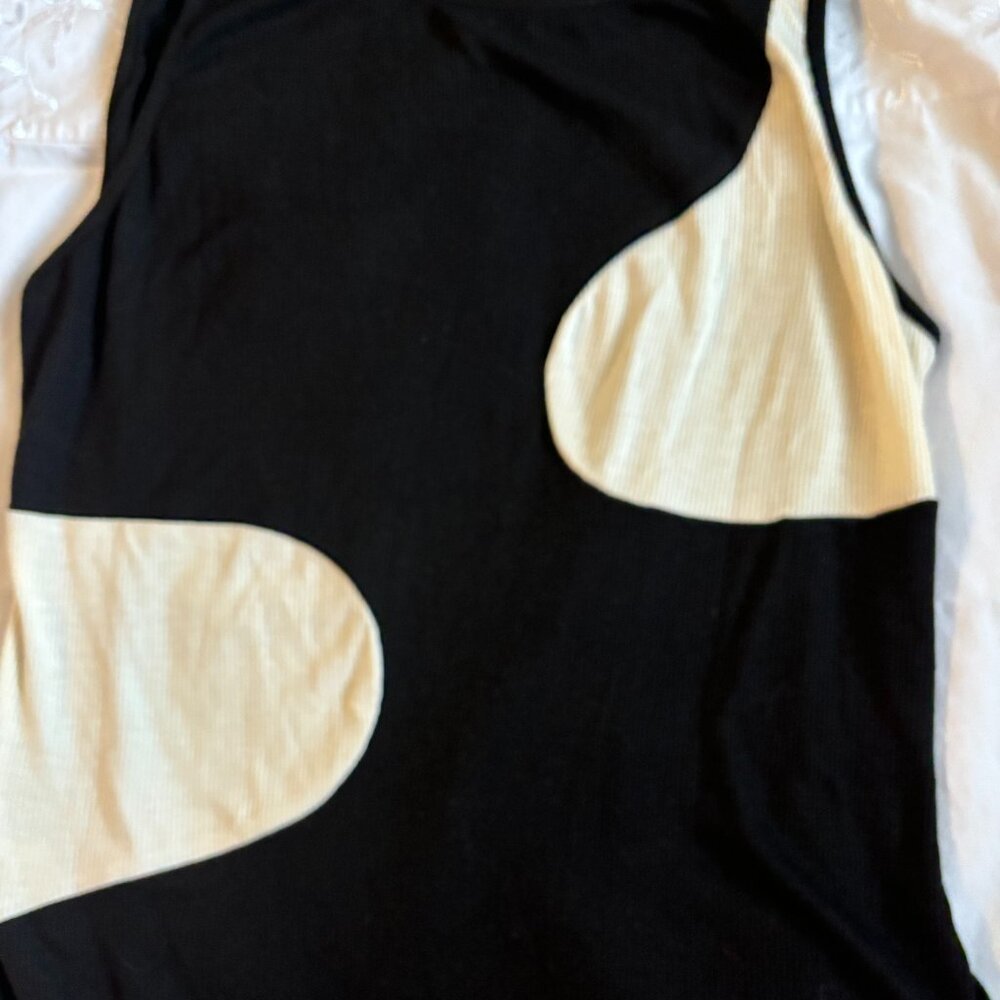 SHEIN CURVE LADIES SIZE OXL BLACK AND CREAM BODYSUIT